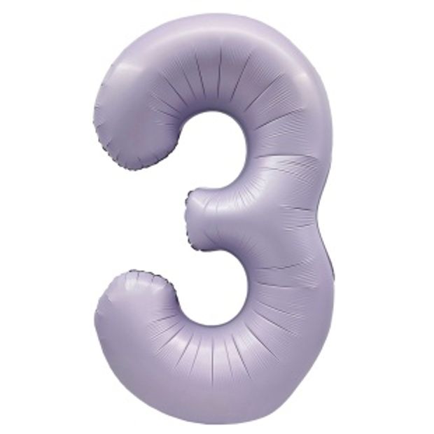К Шар 40'' / 102 см "Цифра 3" Сиреневый Сатин (БГ-60)