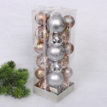 Набор шаров "Winter miracle" 7 см + 5 см (24 предмета), Шампань/Серебро (Серпантин)