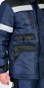 Костюм "ЛЮКС" Синий с черным куртка, полукомбинезон тк. Оксфорд