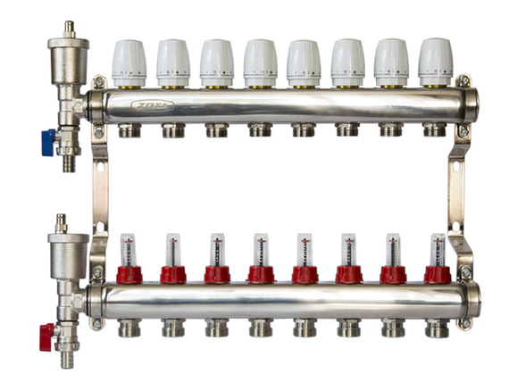 Коллектор ZOTA 10 расходомеры воздухоотводчик сливной клапан нержавеющая сталь 36656