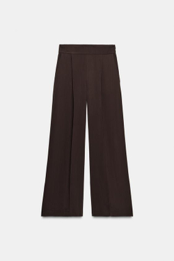 ZARA СВОБОДНЫЕ БРЮКИ С ЗАЩИПАМИ — ZW COLLECTION, КОРИЧНЕВЫЙ