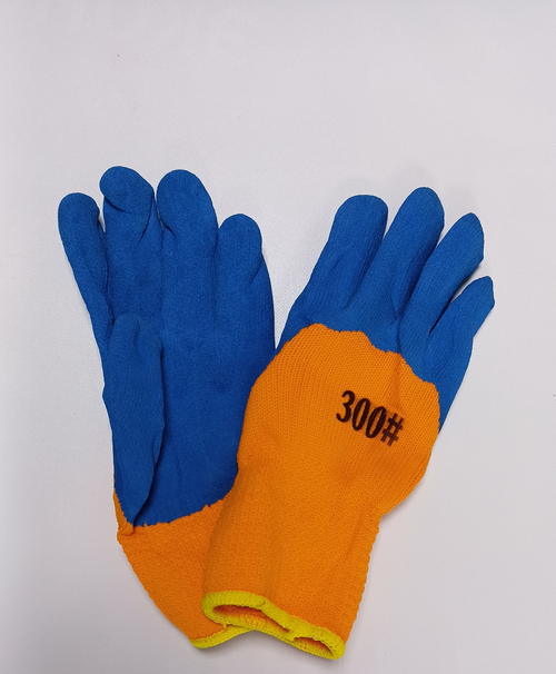 Перчатки зимние нейлон оранжево-синие #300 (10/480)