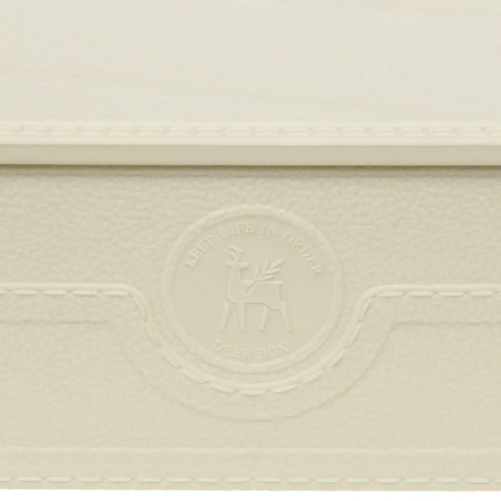 Корзина - органайзер для хранения с крышкой «ОКСФОРД», цвет айвори, 32,8*24*8,1см (лейбл Селфи)