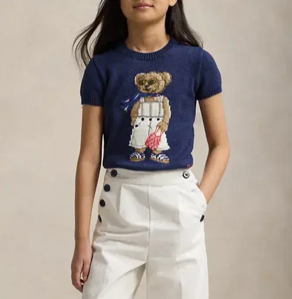 Вязаное поло с рисунком медвежонка и вышивкой RL Ralph Lauren