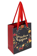 Пакет новогодний 11x6x15см. "New Year" фольга (Золотая сказка)