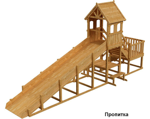 Зимняя деревянная заливная горка Теремок 2 (скат 5.69 м)