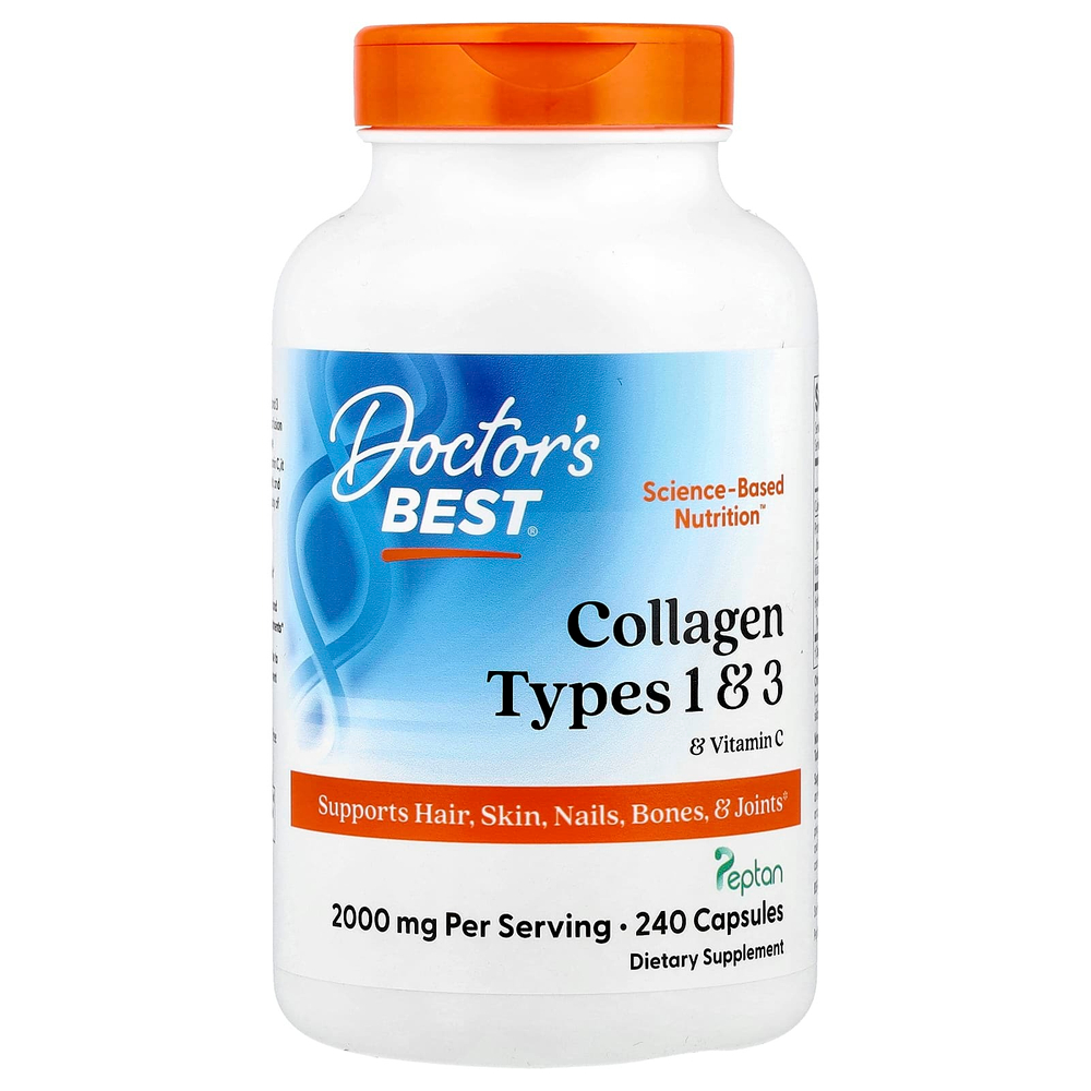 Doctor's Best, коллаген типов 1 и 3 с витамином C, 240 капсул