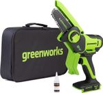 Цепная мини пила аккумуляторная Greenworks G24MCS10k4 Арт. 2008207UH, 24V, 10см, c АКБ 8 А·ч и ЗУ в сумке