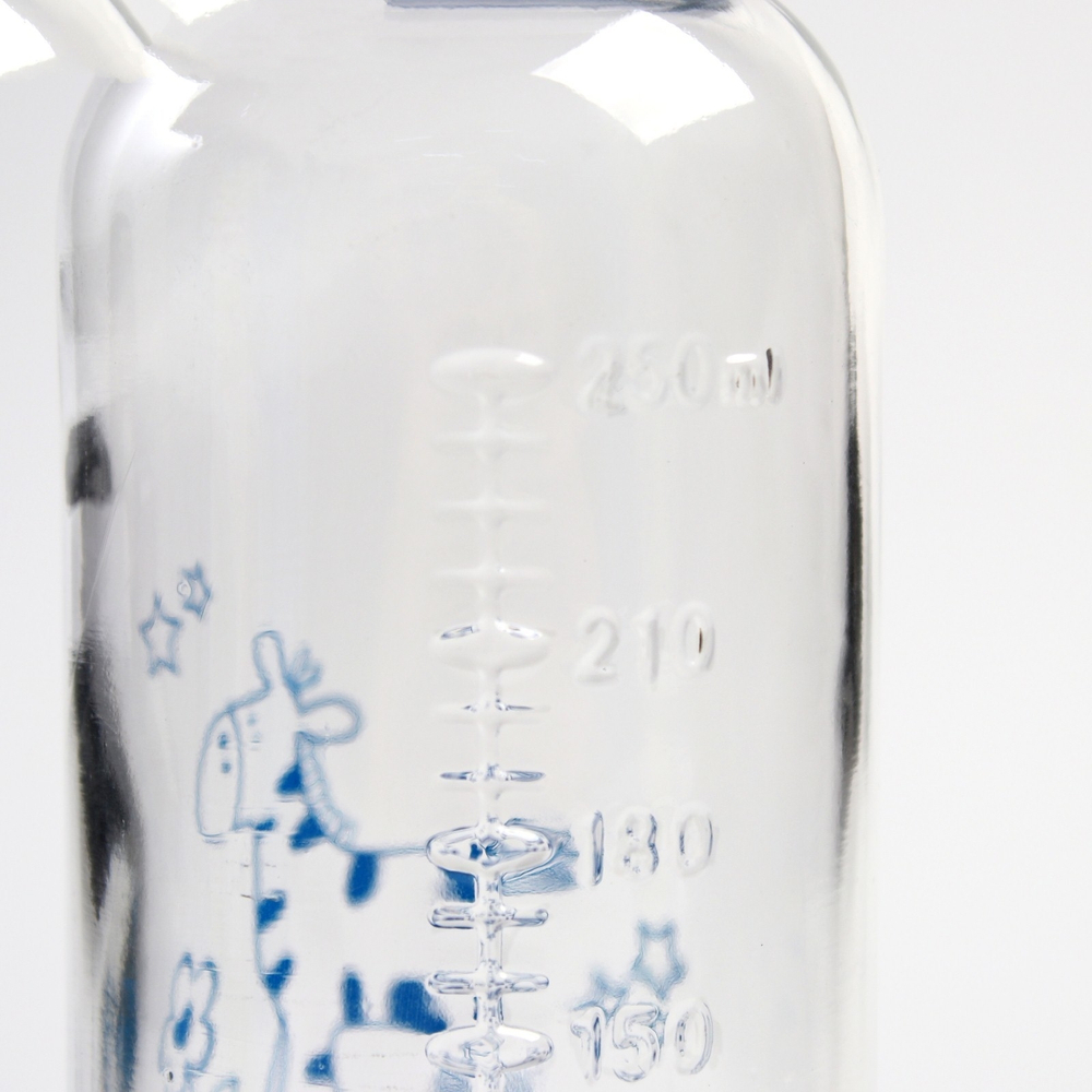 4477639 Бутылочка для кормления 250 мл., стекло, цвет МИКС