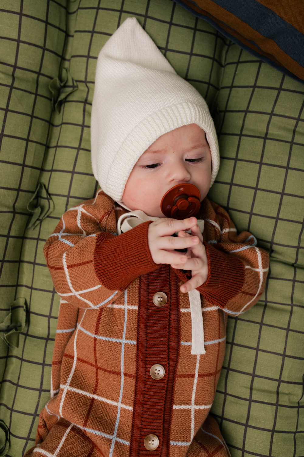 Комбинезон вязаный (клетка терракот)