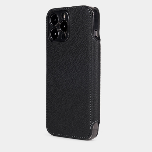 Чехол Benoit для iPhone 14 Pro из кожи теленка, цвета черный