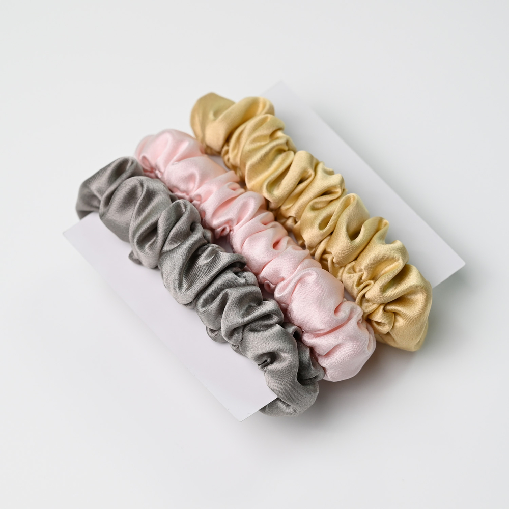Набор резинок для волос "Medium" | серый, розовый, золотистый