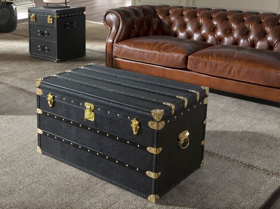 Черный кожаный столик-чемодан 5159