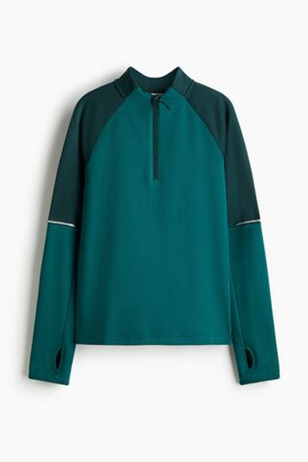 H&M Лонгслив из мягкого джерси с флисовой подкладкой, зеленый