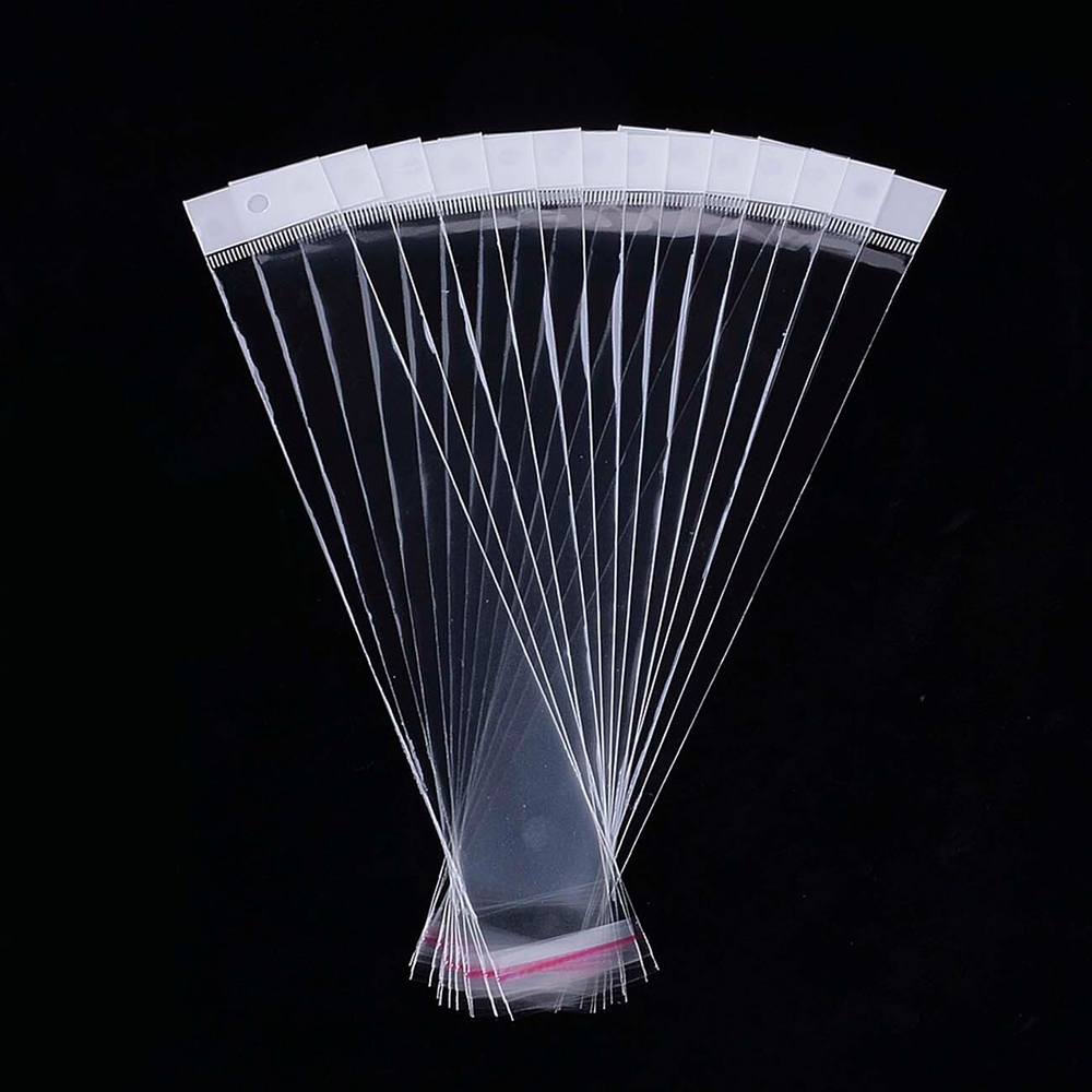 500 пакетов 4х16+5 см упаковочных прозрачных с белым подвесом и клеевым клапано