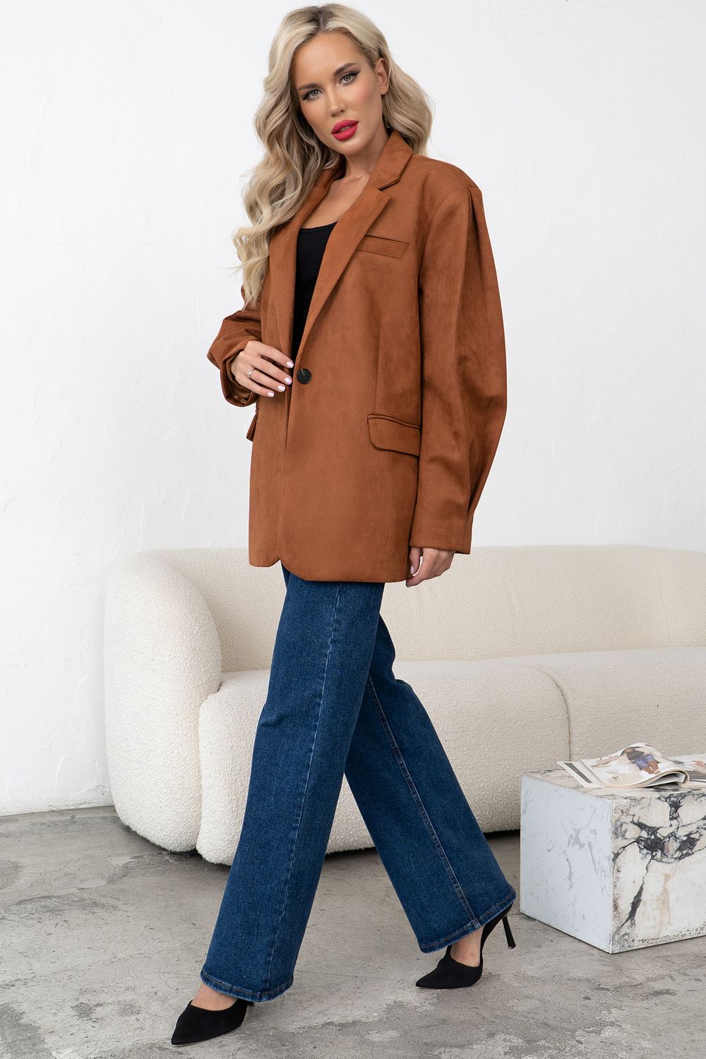 Пиджак из эко-замши (корица) П11-21 Nikol