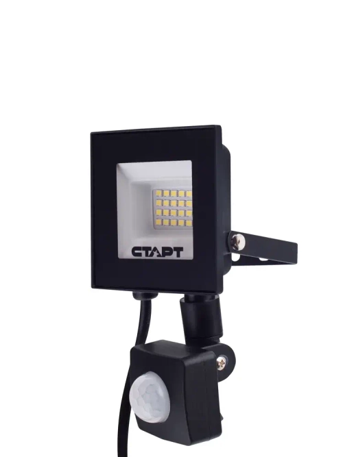 Прожектор с датчиком движения уличный 20ВТ светодиодный влагозащищенный СТАРТ, холодный белый свет