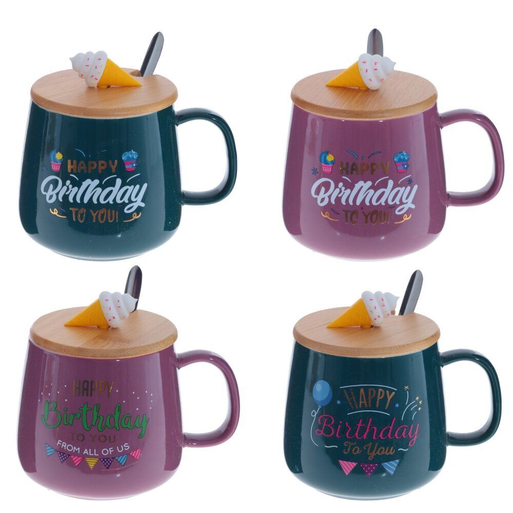 GAEM Кружка с крышкой и ложкой, 450 мл, L13 W10 H9 см, 4в.