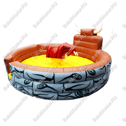 Надувной аттракцион Бык Родео, бык+батут, красный, 5*5*2,5м