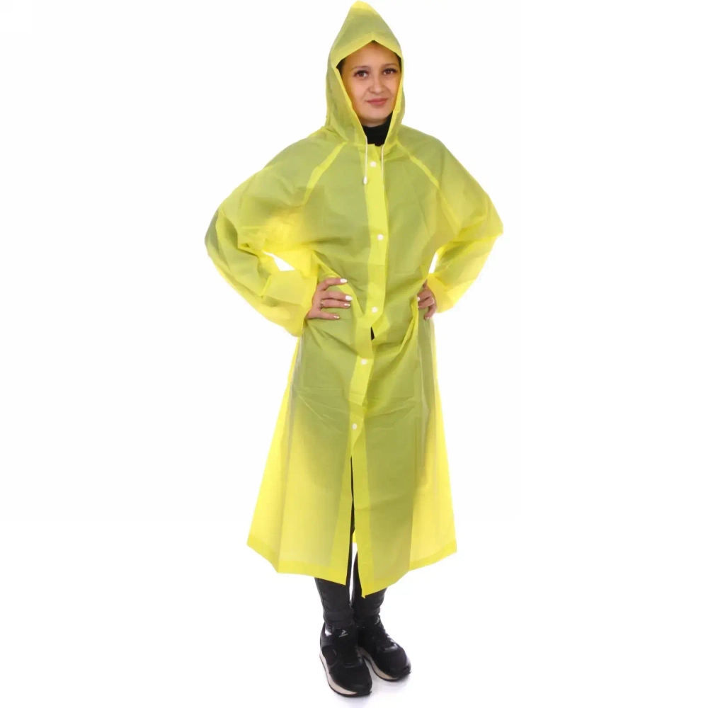 Дождевик-плащ 110 Мкрн 115*65см «Macarons» с капюшоном и завязками, на кнопках, желтый ДоброСад