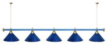 Лампа STARTBILLIARDS 5 пл. (плафоны зеленые матовые,штанга зеленая,фурнитура золото)