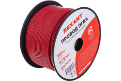 Провод ПГВА 1х0.75 кв.мм, 100м, красный REXANT 01-6504