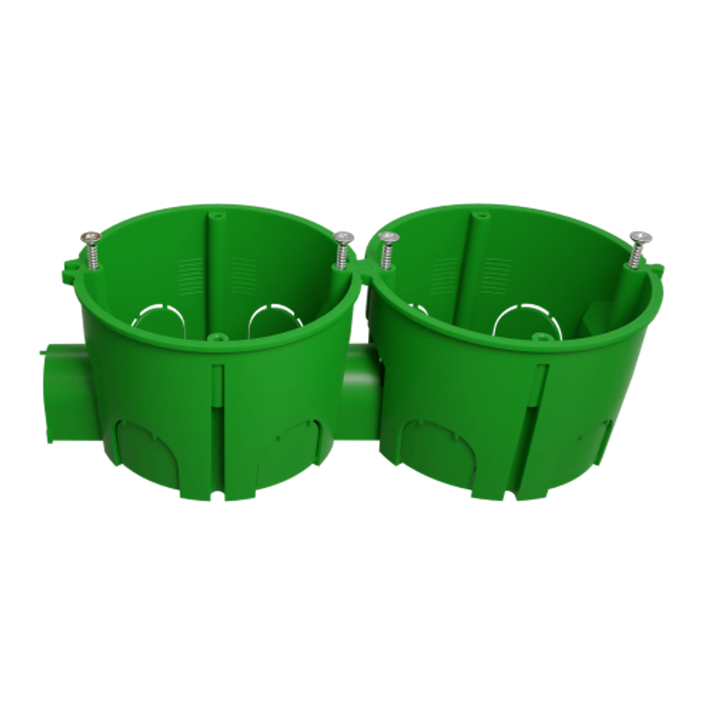 Коробка установочная ЭРА KUTS1-68-45-green зеленая 68х45мм для твердых стен с саморезами, один стыковочный узел IP20 | Коробки монтажные установочные для твердых стен
