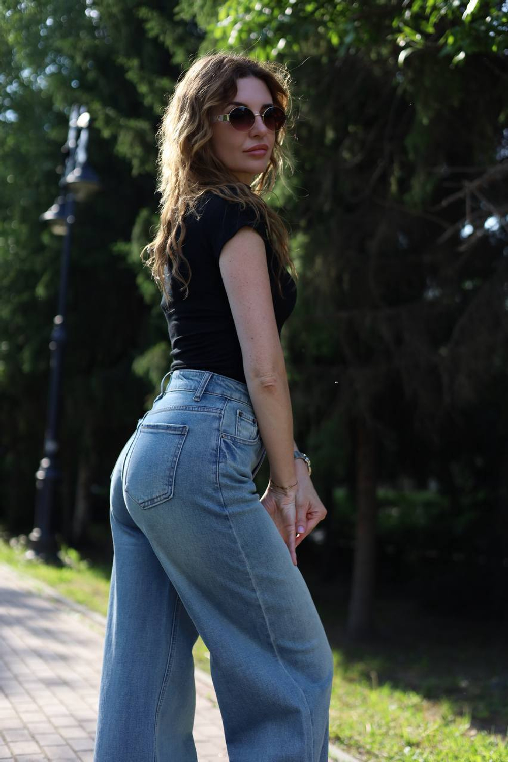 Джинсы женские Wide, голубой