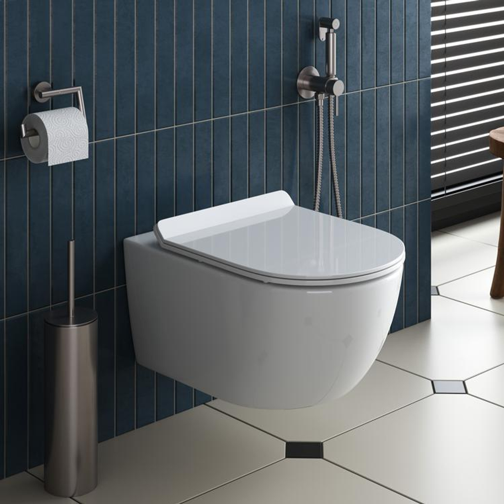 Унитаз подвесной безободковый с сиденьем Cezares MOLVENO CZR-2468-TH-R + CZR-2011-SC