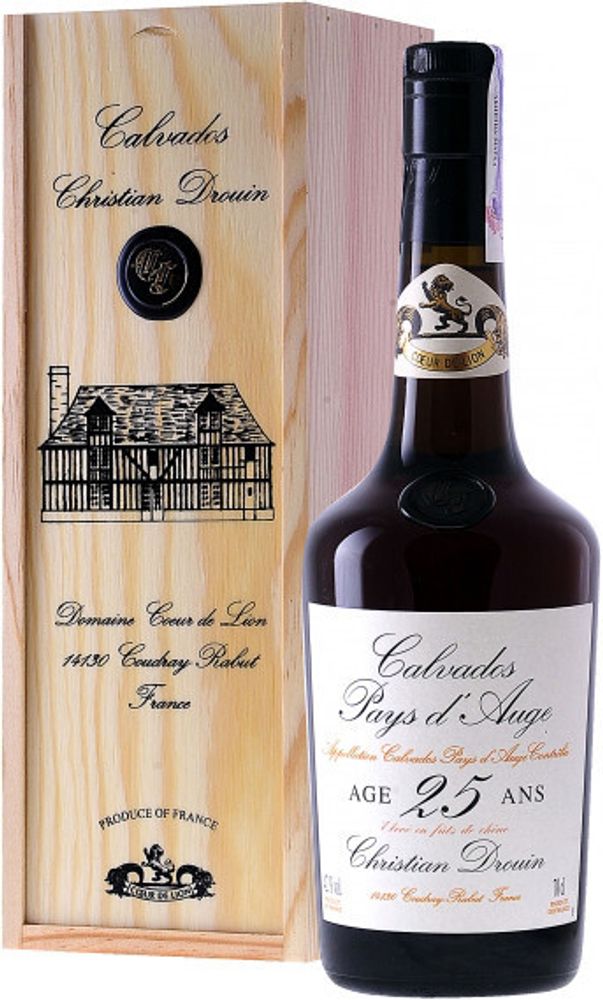 Кальвадос Coeur de Lion Calvados 25 ans wooden box, 0.7 л