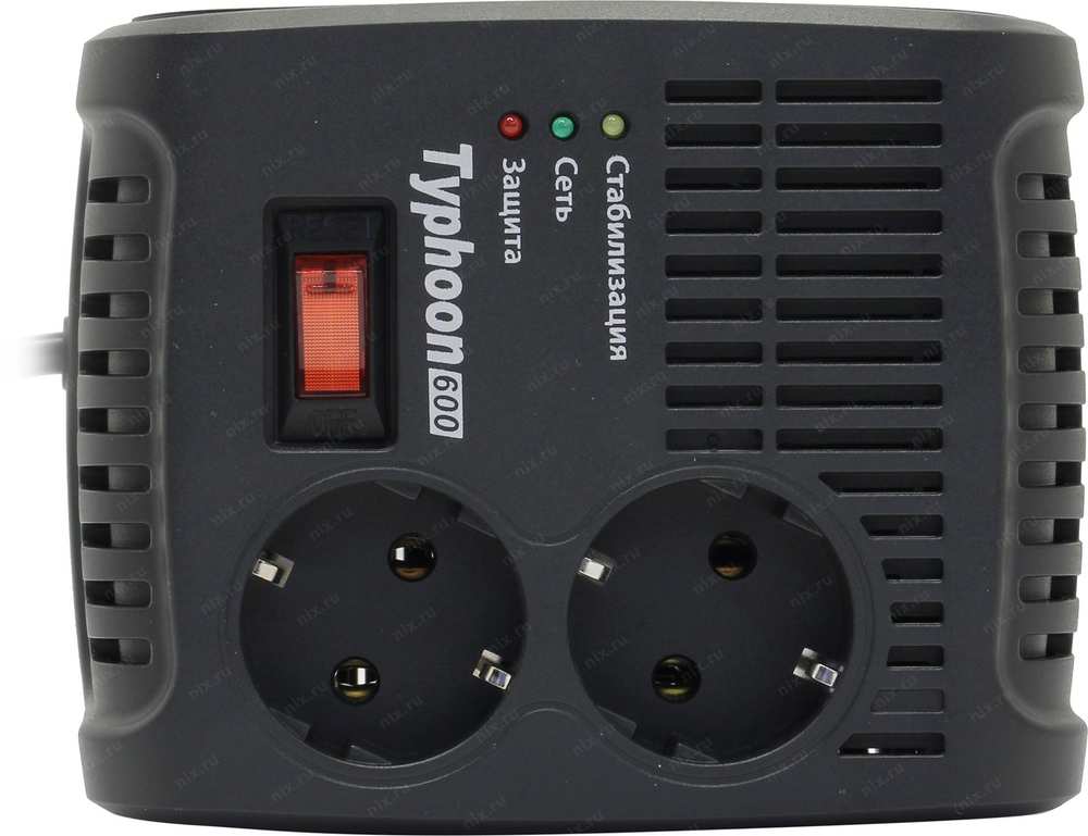 Стабилизатор Defender &lt;AVR Typhoon 600&gt; (200W, 6 A, вх.175 ~ 285V, вых.198~242V,2 розетки евро.стандарт)&lt;99032&gt;