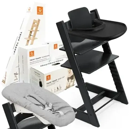 Стульчик для кормления STOKKE Tripp Trapp комплект 4 в 1 (Black)