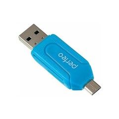 Картридер OTG Card Reader USB 2.0 для карт памяти Micro SD + SD/MMC + MS + M2 Perfeo PF-VI-O004 (Голубой)