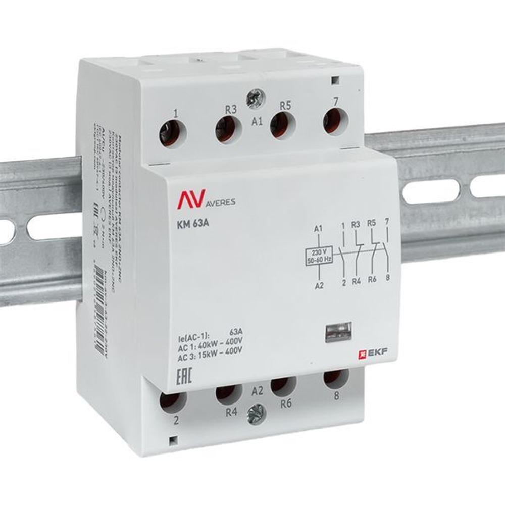 Контактор модульный EKF km-av-3-63-22-230V