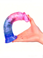 Яркий розово-синий фаллоимитатор с присоской (Цвет: розовый с синим)