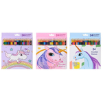 Карандаши цветные, Basir, деревянные, серия "Единорог", цветная упаковка, 24 шт