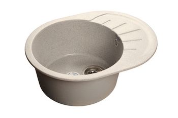 GRANFEST Мойка мрамор RONDO GF-R--580L  чаша с крылом 580*450мм  серый арт.GF-