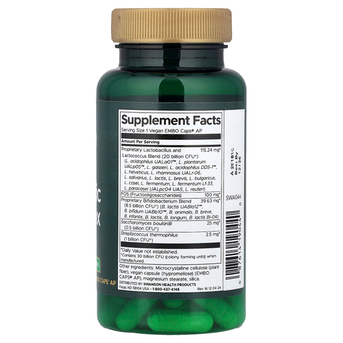 Swanson Vitamins, Комплекс ультрапробиотиков, 60 веганских капсул Embo Caps® AP