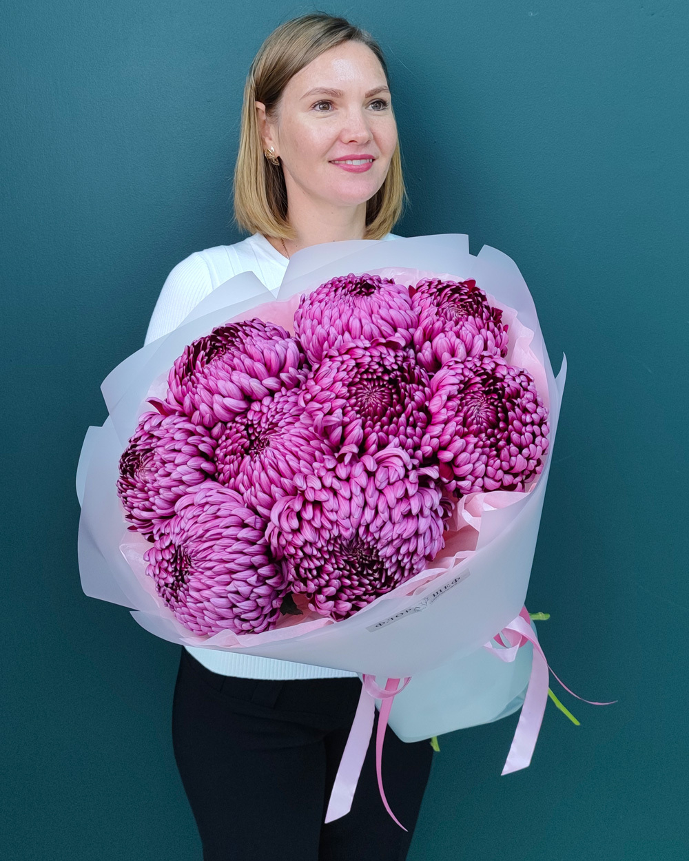 Хризантема Бигуди Перпл,9 веток(00372)