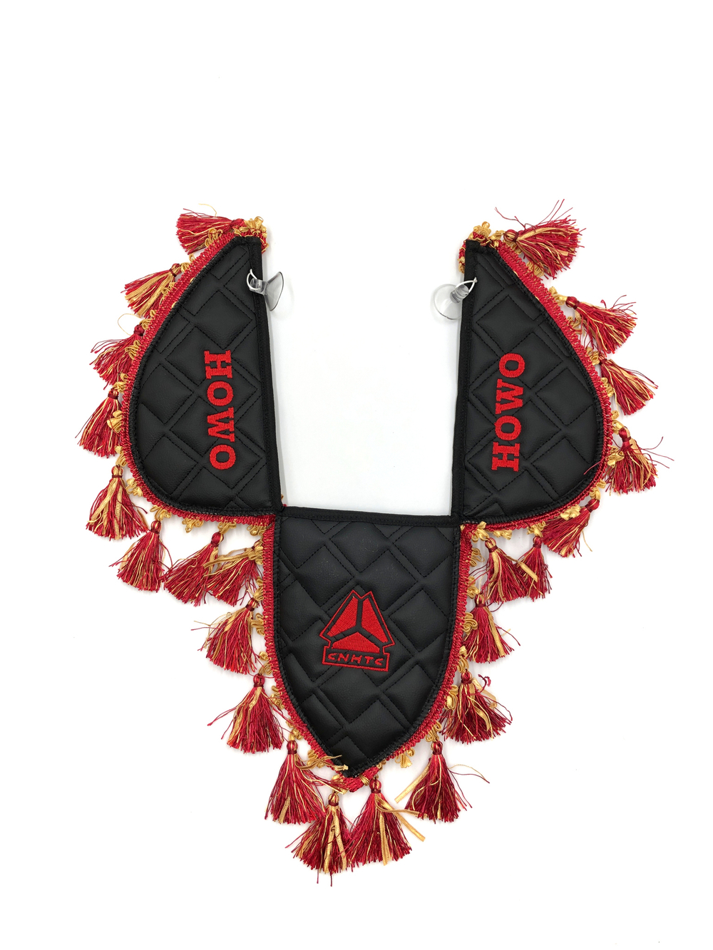 Вымпел тройной HOWO (экокожа, черный с красными кисточками)