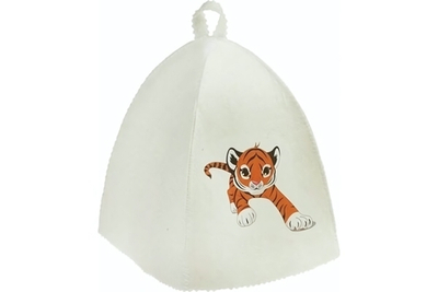 Шапка банная детская классическая с принтом «Тигренок играет», цвет белый, (без упаковки)