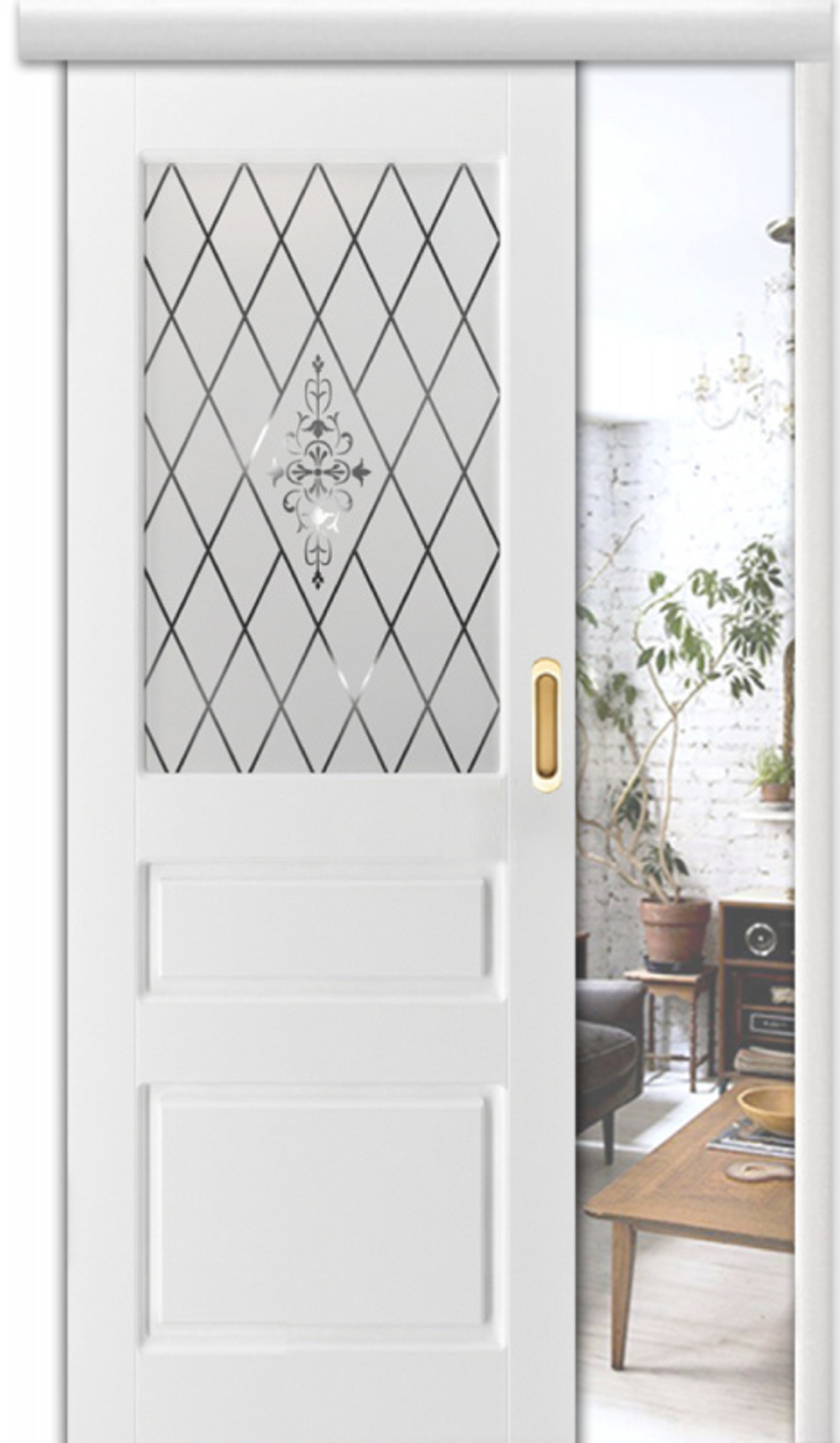 Межкомнатная дверь VFD Chester (Честер) 15ДО0 Polar,стекло (матировка с одной стороны) белая эмаль