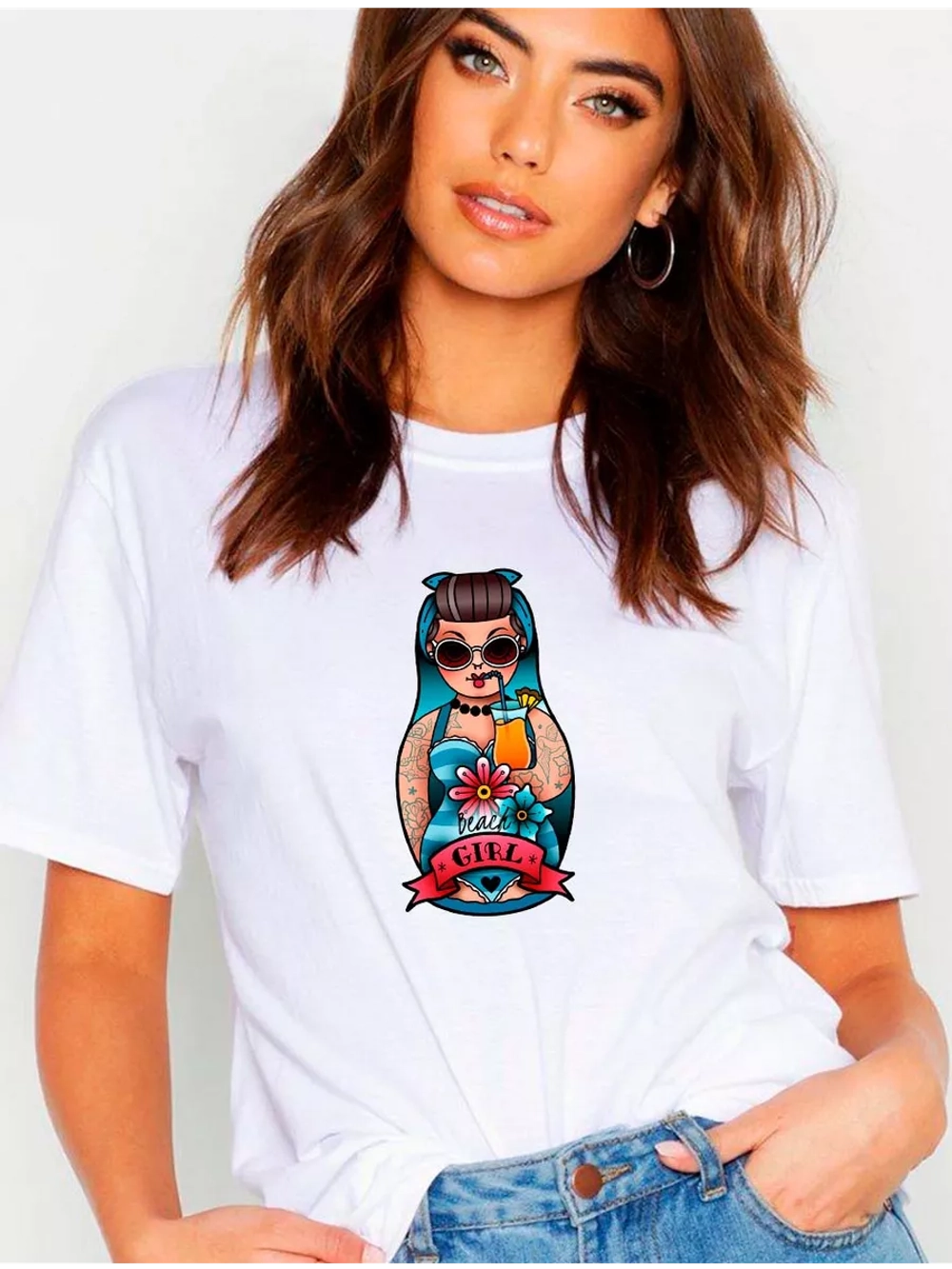 Футболка с русской матрешкой Girl