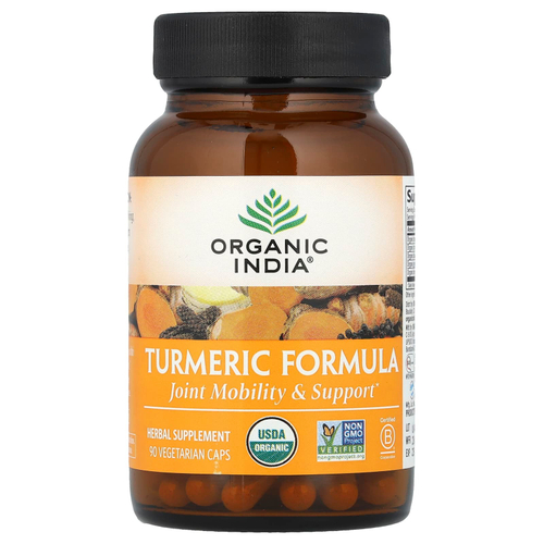 Organic India, Turmeric Formula, куркума, поддержка подвижности и здоровья суставов, 90 растительных капсул