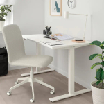 Вращающееся кресло на колесиках - IKEA ERFJÄLLET/ERFJALLET/ЭРФЬЕЛЛЕ ИКЕА, 85х64х45 см, серый/белый