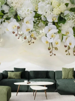 Auroom фотообои в спальню "Цветущие орхидеи" 300х270, флизелиновые, моющиеся, на кухню