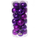 Новогодние шары 6 см (набор 24 шт) «Микс фактур», фиолетовый