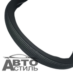 Оплетка на руль круглая Coolpart DIAMOND 50 (37*38) к/з черный/черный СТРАЗЫ A268BL-BL