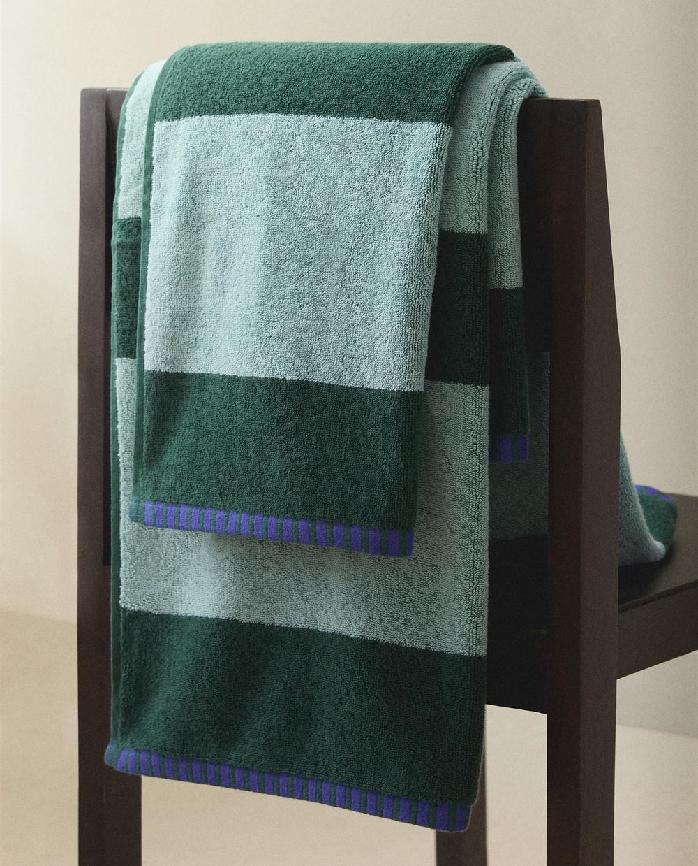 Zara Home - Хлопковое полотенце в полоску x collagerie, синий, 90х150 см