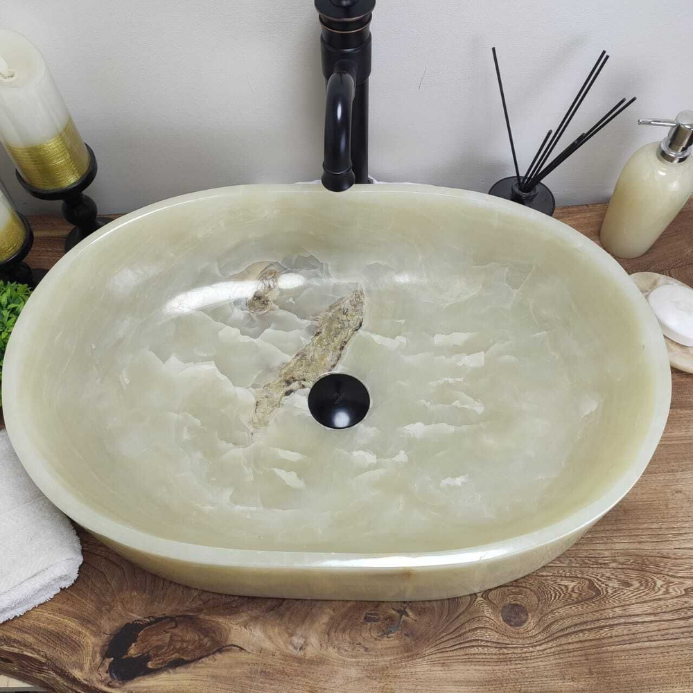 Каменная раковина из оникса Oval Green Big OY-00809 (60*40*15см)